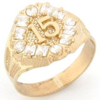    10k Gold Yellow CZ 15 Anos Quinceanera Birthstone Ring Jewelry