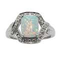 Sterling Silver Created Opal and Cubic Zirconia Ring 