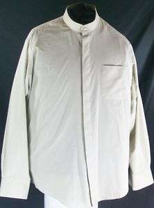 amante Banded Collar Gray Dress Oxford Shirt Lg  