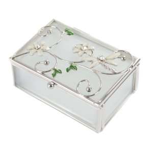  Cream Dragonfly and Diamante Glass Trinket Box Gift