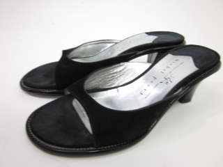 MICHEL PERRY Black Suede Slides Pumps Shoes Sz 36.5 6.5  