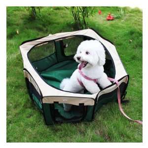  Green Portable Pet Tent Playpen Kennel (8 Panel), Small 