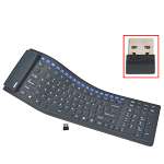 104 Key Wireless Flexible Roll Up Silicone Multimedia Keyboard w/Nano 