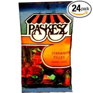 Paskesz Candy, Strawberry Filled, 3.5 Ounce Packagess (Pack of 24 