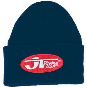    JT Racing USA Blue/Red Beanie Hat with Oval Logo Automotive