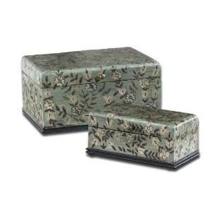   Aciano, Boxes, S/2 Hand Painted Light Teal Green