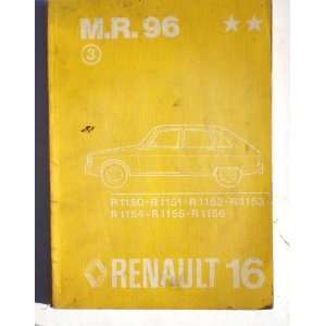   Renault 16 Workshop manual R1150 R1156 Regie Nationale Unises Renault