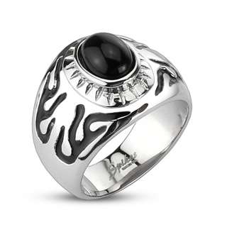   Steel Mens Black Design Black Onyx Orb Ring Size 9 14  
