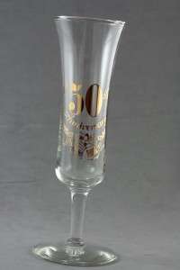 Vintage 50th Anniversary Gold Embossed Glass Vase 8.5  