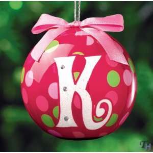 Russ Berrie Light Up Monogram K Christmas Holiday Ornament