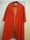 Vintage Lilli Ann Paris San Francisco Rare 60s Orange Wool Swing Coat 