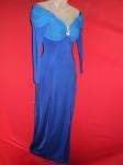 TADASHI Stunning Blue Chiffon Rhinestone Bust Dress S  