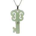 Gems For You Sterling Silver Green Jade Key Necklace 