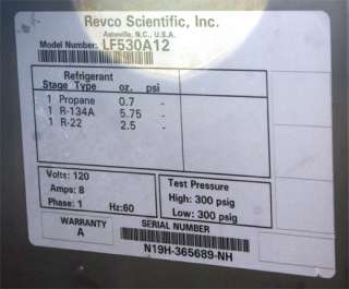 Revco Scientific LF530A12 Cryofridge Cryo Fridge  
