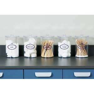  Labeled, Clear Plastic Sundry Jars