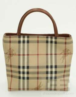 Burberry London Tan Haymarket Check Coated Canvas Small Handbag  