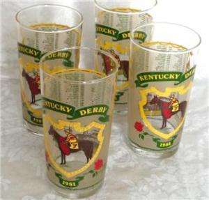 Three  1981 Kentucky Derby Glasses, MINT  