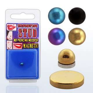 Style 250 4mm anodized steel half ball Magna Stud with gold magnet 