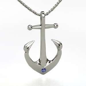  Anchor of Hope Pendant, 14K White Gold Necklace with 