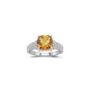  0.04 Cts Diamond & 1.59 Cts Citrine Ring in 14K White Gold 