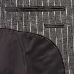   SALE Adolfo Mens Grey Stripe Linen 2 button Suit  