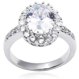   Sterling Silver and Oval Cut Cubic Zirconia Wedded Bliss Ring Jewelry