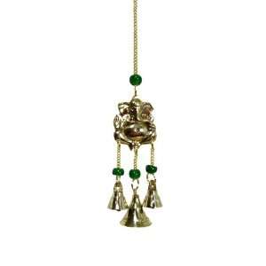  Brass Ganesh Chime With Bells and Beads, 9 Hanging Length 