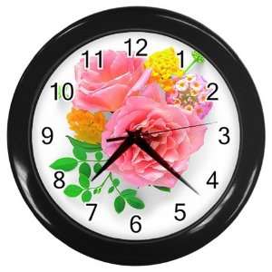  Black Wall Clock w/ Best Roses  