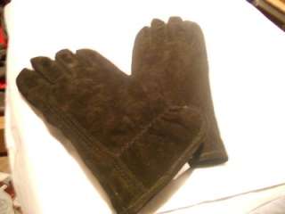 NEW Landsend Suede Shearling lined Leather Gloves,Medium,Black  