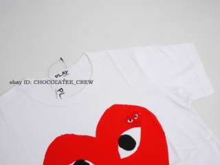 Comme Des Garcons Play Red Heart T shirt in White  