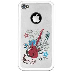    iPhone 4 or 4S Clear Case White Rock Guitar Music 