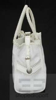 Fendi White Perforated Patent Leather Rope Handle Tote Bag  