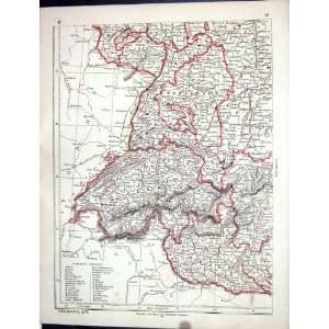  Lowry Antique Map 1853 South West Germany Switzerland 