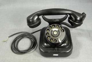   BLACK BAKELITE SIEMENS TYPE TELEPHONE ROTARY DIAL PHONE~WORKING  