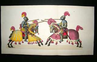 Reibisch Chivalry 1842 Hand Coloured Print. Jousting 55.  