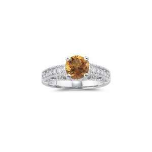  0.57 Cts Diamond & 1.06 Cts Citrine Ring in 14K White Gold 