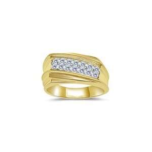 0.56 Cts Diamond Mens Angled Double Row Ring in 14K Yellow 