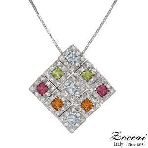 Zoccai 18K White Gold 0.38 CTW Peridot and 0.48 CTW Aquamarine Ladies 