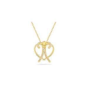  0.16 Cts Diamond Heart Pendant in 14K Yellow Gold Jewelry