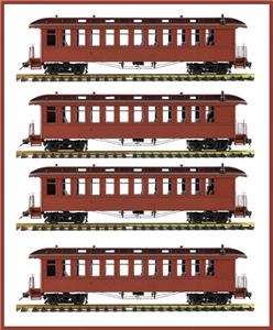 Accucraft/AMS AM54 010R COACH UNLETTERED RED, 4 CAR SET  