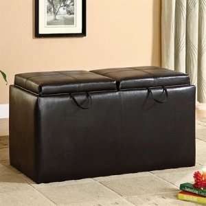 Trenton Storage Bench with Two Nesting Ottomans in Espresso Finish by 