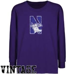  Northwestern Wildcats Youth Purple Distressed Logo Vintage 