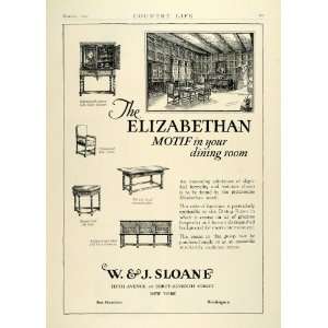  1927 Ad W. J. Sloane Elizabethan Dining Room Furniture 