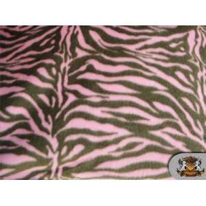  Fleece Printed Zebra Pink Brown Fabric / By the Yard 