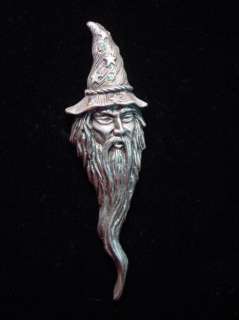 JJ Silver Pewter WIZARD in Jeweled Hat Tac Pin  