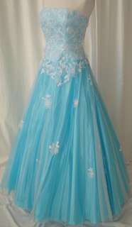 Ball Gown Blue/White L Evening Pageant Dress Party Prom  