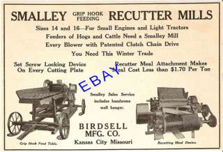 1923 SMALLEY GRIP HOOK RECUTTER MILL ENSILAGE CUTTER AD  