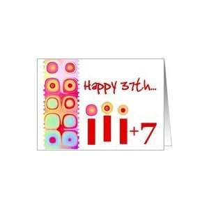  Thirty Seven Years Old Birthday with Colorful Candles Card 
