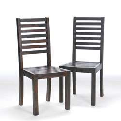 Set of 2 Tea Stain Dining Chairs (India)  