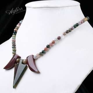 Indian Agate Gemstone Beads Arrowhead Necklace 1pc  